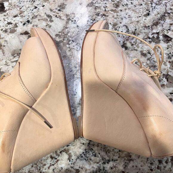 Y2K Rag & Bone Tan Leather Sahara Oxford Wedge Open Toe Booties 10 - Picture 7 of 7